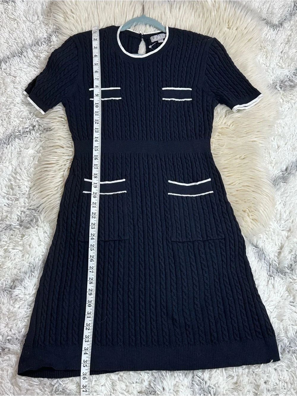 J. Crew Navy Cable-Knit Midi Dress with White Trim - Picture 9 of 11